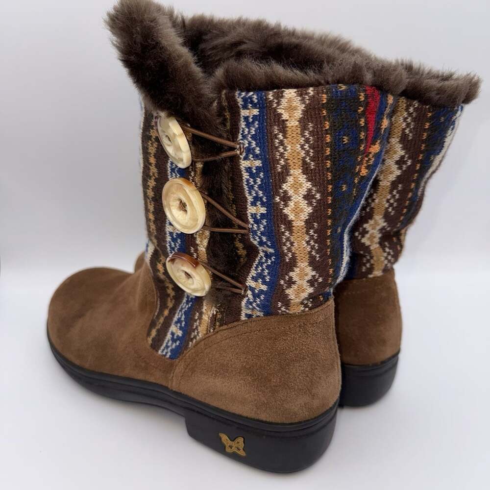 Alegria Nanook Cozy Choco Boots Brown Suede Knit Faux Fur Lining Size EU:39 US:9 - Picture 5 of 13